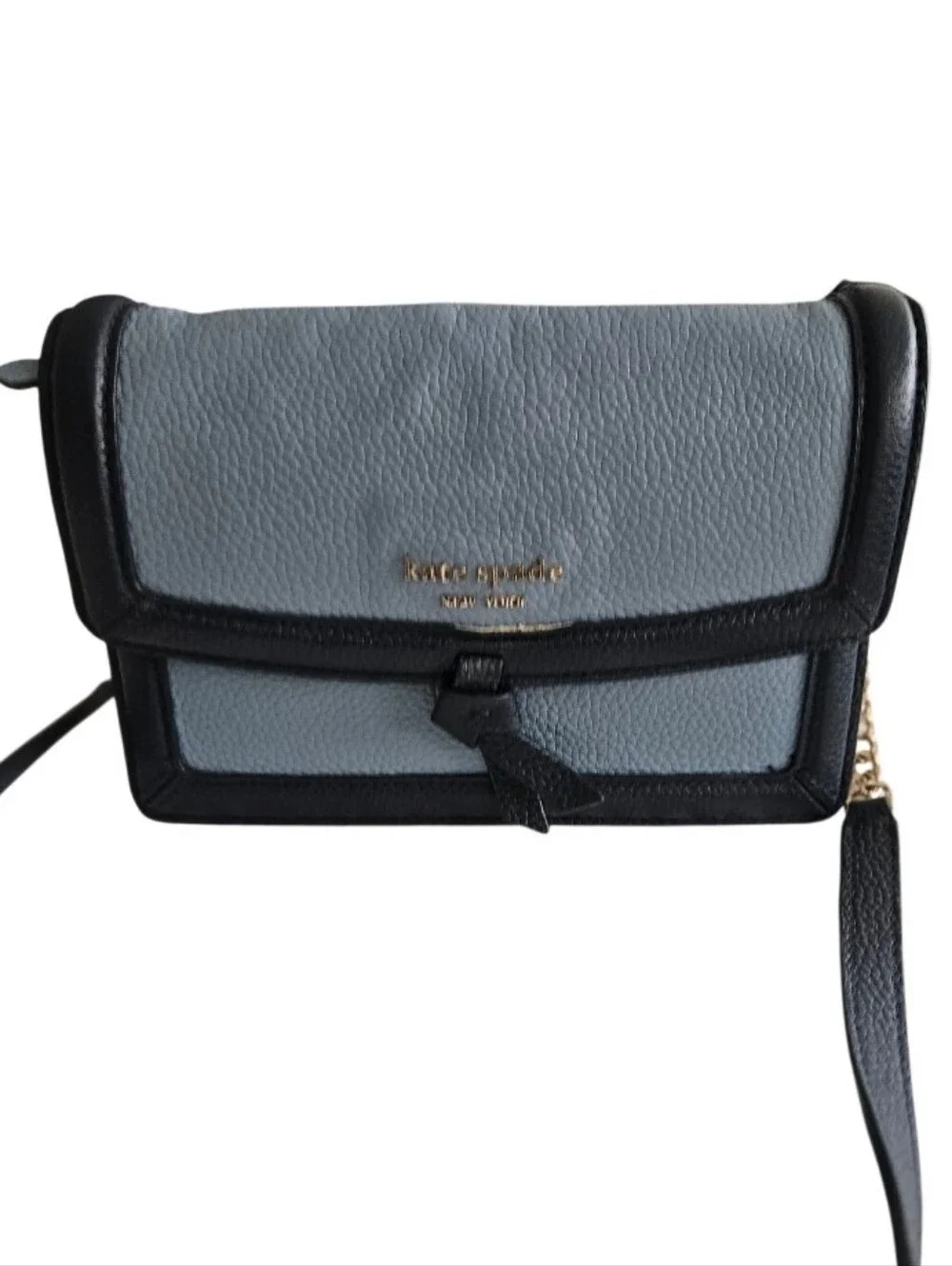 kate spade Colorblocked Flap Two-Tone Light Blue Leather Crossbody Wallet